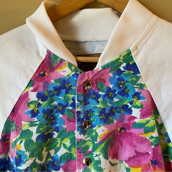 Vintage 90s Action West Floral Denim Jacket Women’s Mediun Cottagecore - Picture 2 of 12